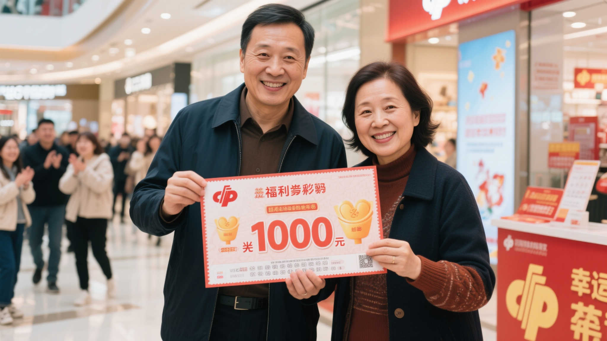 商场闲逛喜中百万福彩，夫妻俩成路人羡慕焦点
