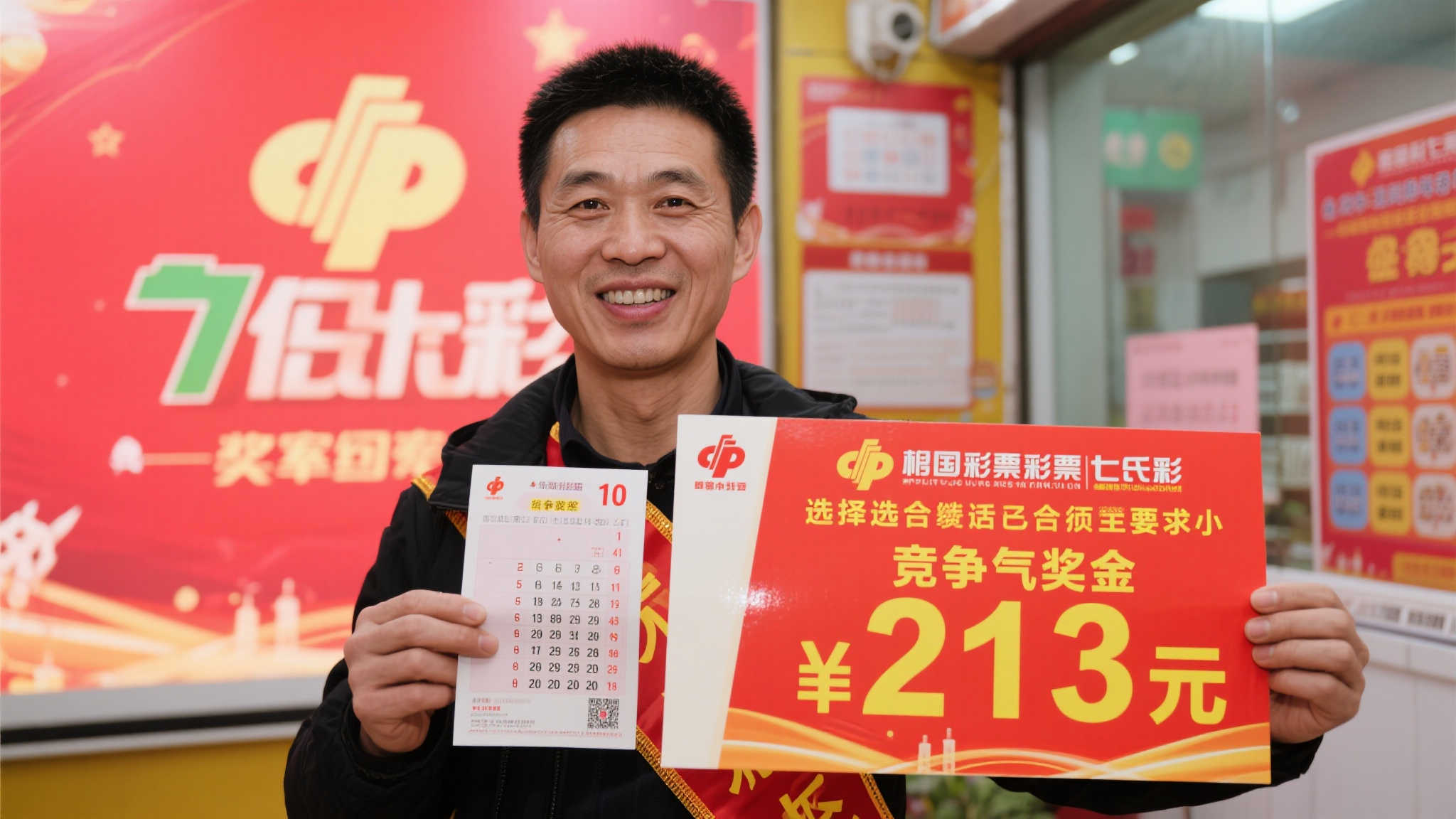 男子每期投入100元，10元投注喜中七乐彩213万大奖